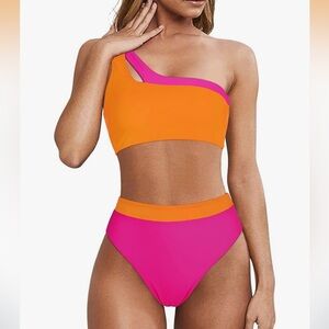 Cutout colorblock highwaisted bikini